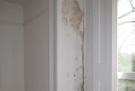 Penetrating damp damages a period house window