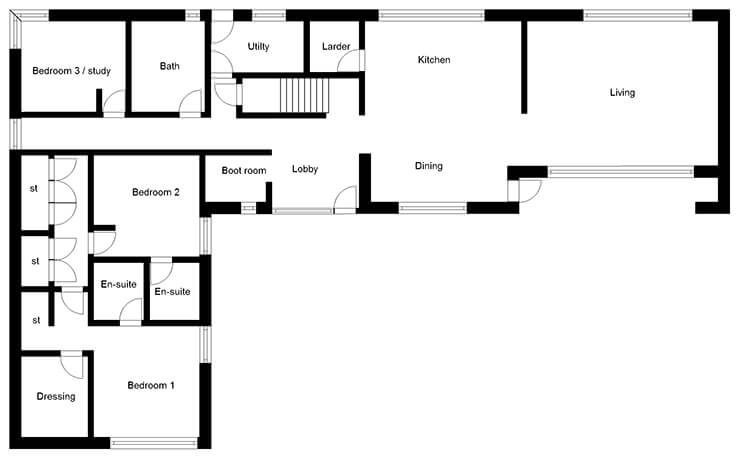 contemporary Passivhaus floor plans