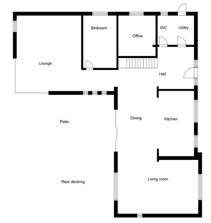 1960s bungalow renovation and extension ground floor plans