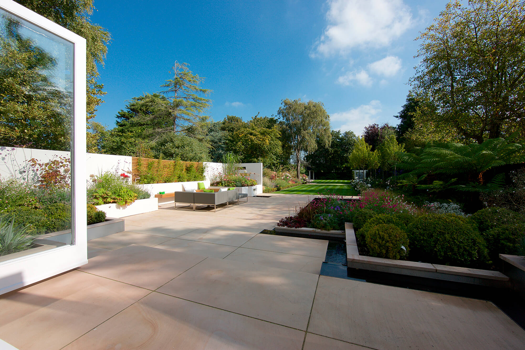 large paving tiles in garden