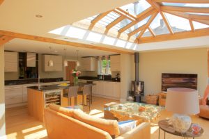 Living area with skylight