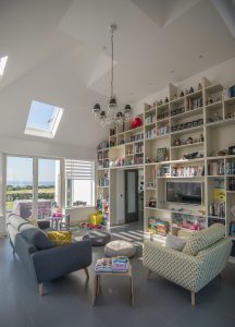 Interior with glazed doors by Fleming Homes