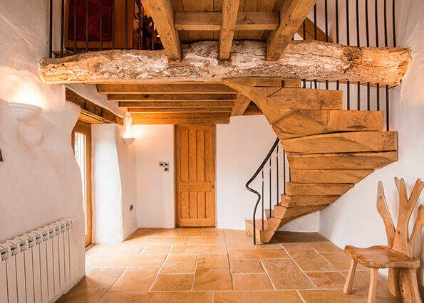 Rustic green oak bespoke staircase