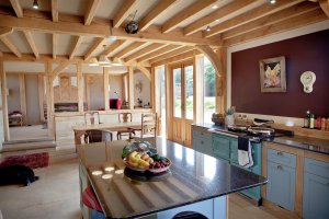 kitchen of oak frame home in national park
