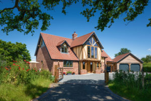 Large oak frame house with gables
