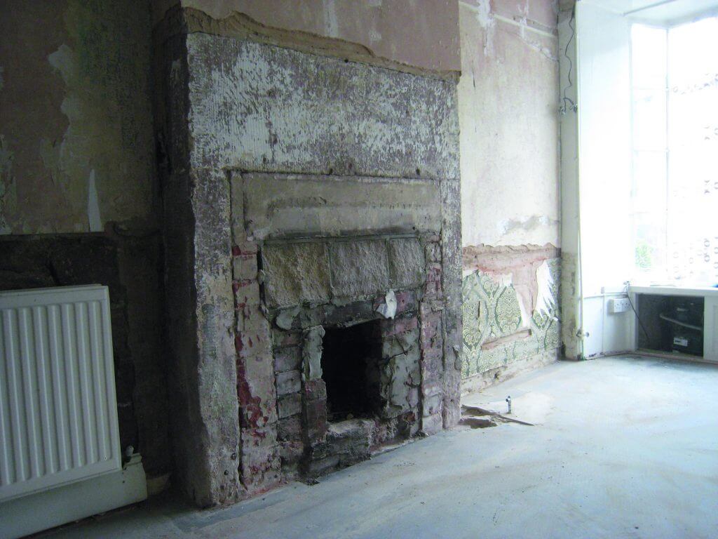 exposed fireplace