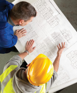 Self-Build Zone builders examining plans