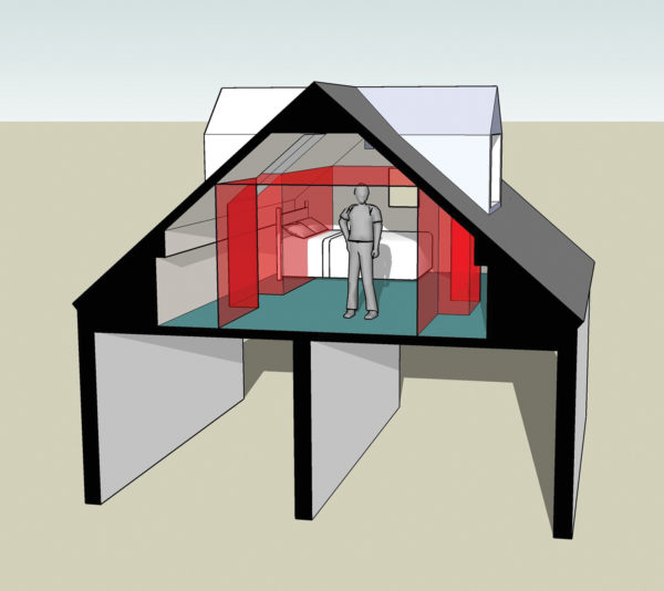 This 3D illustration by Julian Owen Architects shows the importance of having enough centre-point ceiling height