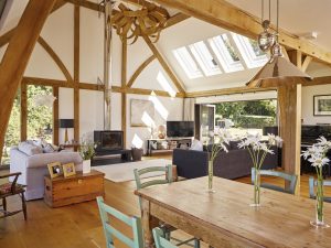 Welsh oak frame self-build lounge