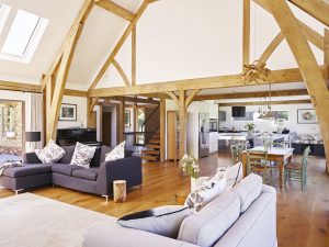 Welsh oak frame self-build lounge