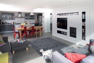 Contemporary, open-plan living area