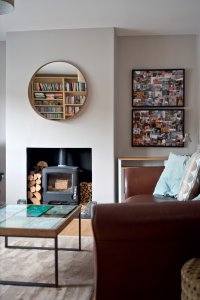 Lounge space with woodburning stove