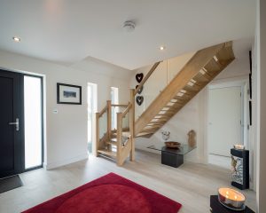 Cantilevered wood staircase