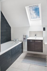 Modern bathroom with rooflight