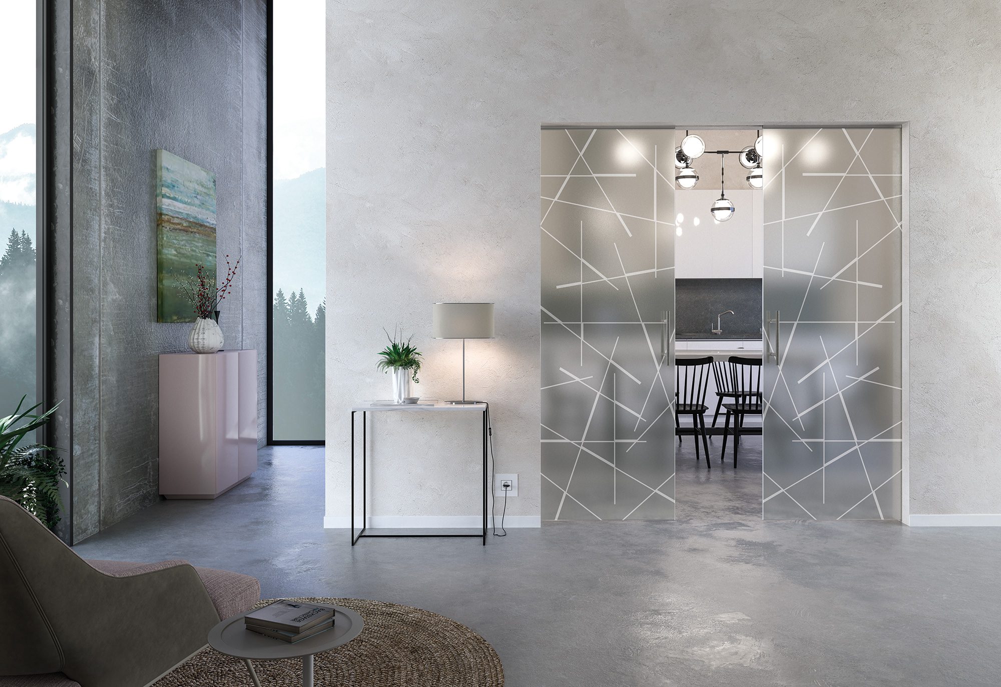 Transparent double pocket doors from Eclisse