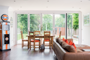 Dining room with bifolding doors