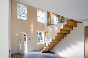 White cantilevered staircase from Bisca