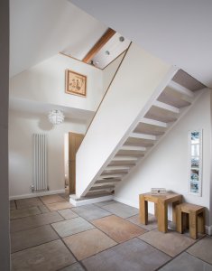 Contemporary open-tread staircase