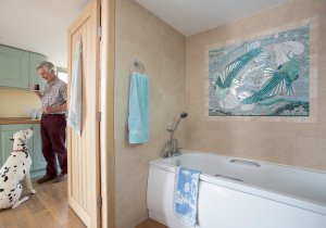 Modern bathroom in barn conversion