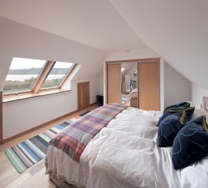 Bedroom with pitched roof