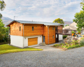 wood-clad modular home