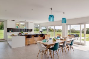 Modern open-plan kitchen with island unit