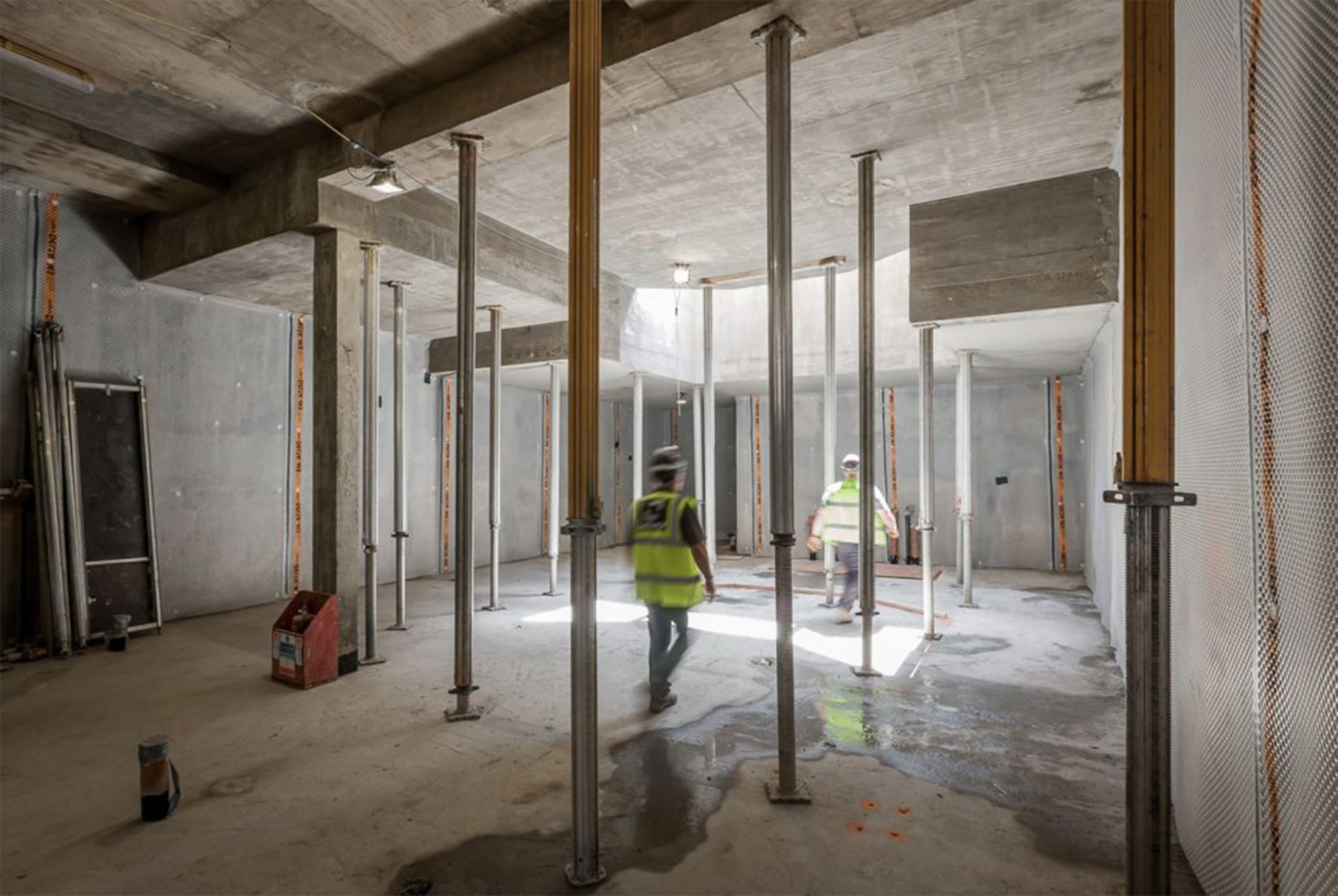 Builders working in basement conversion