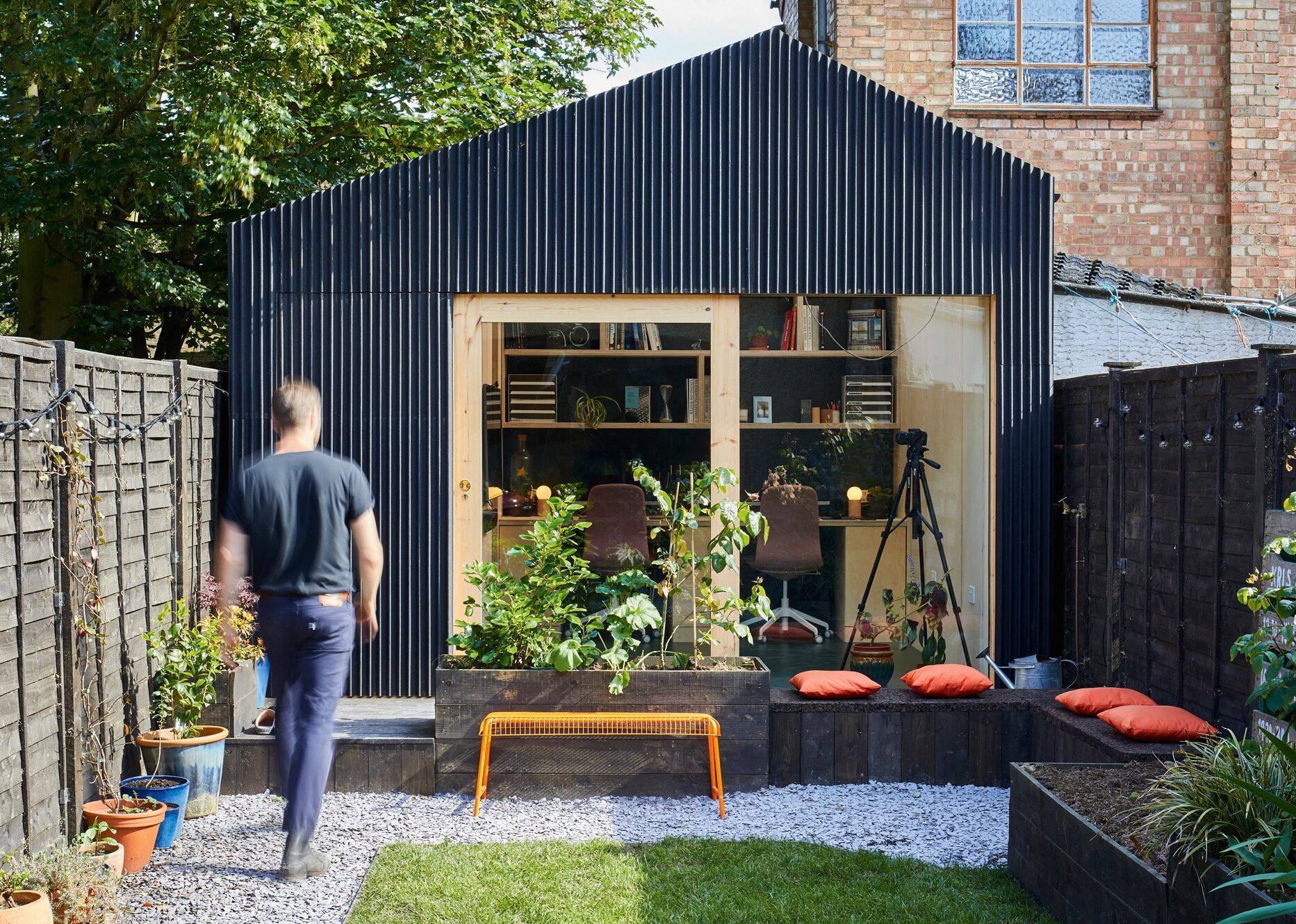 garden office with black timber cladding exterior