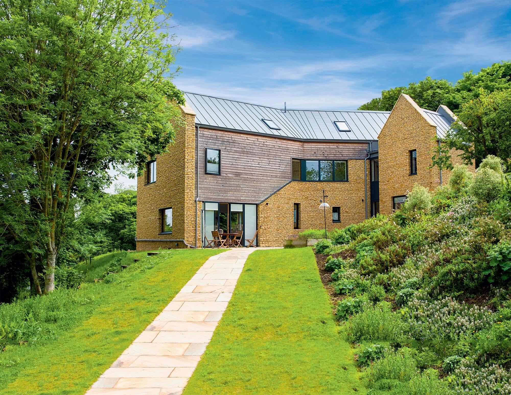 Timber frame self-build on a sloping plot