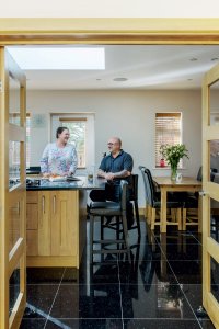 Chalet-style bungalow in brick and block