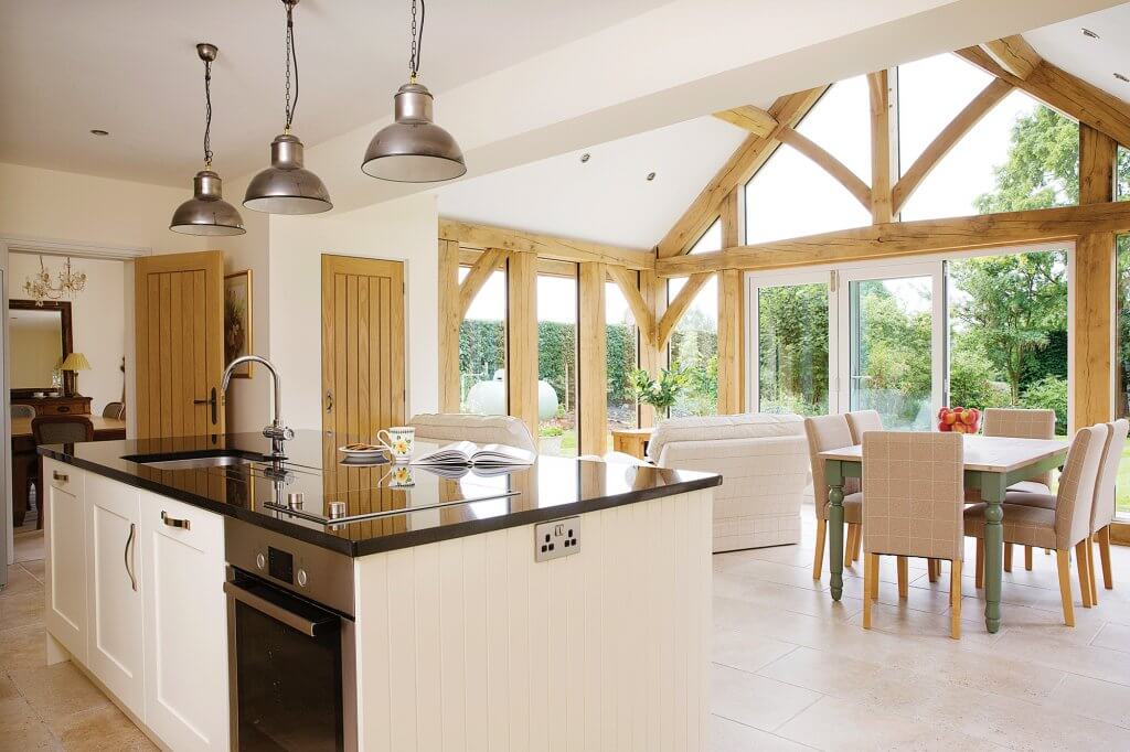 Interior with traditional wood beams