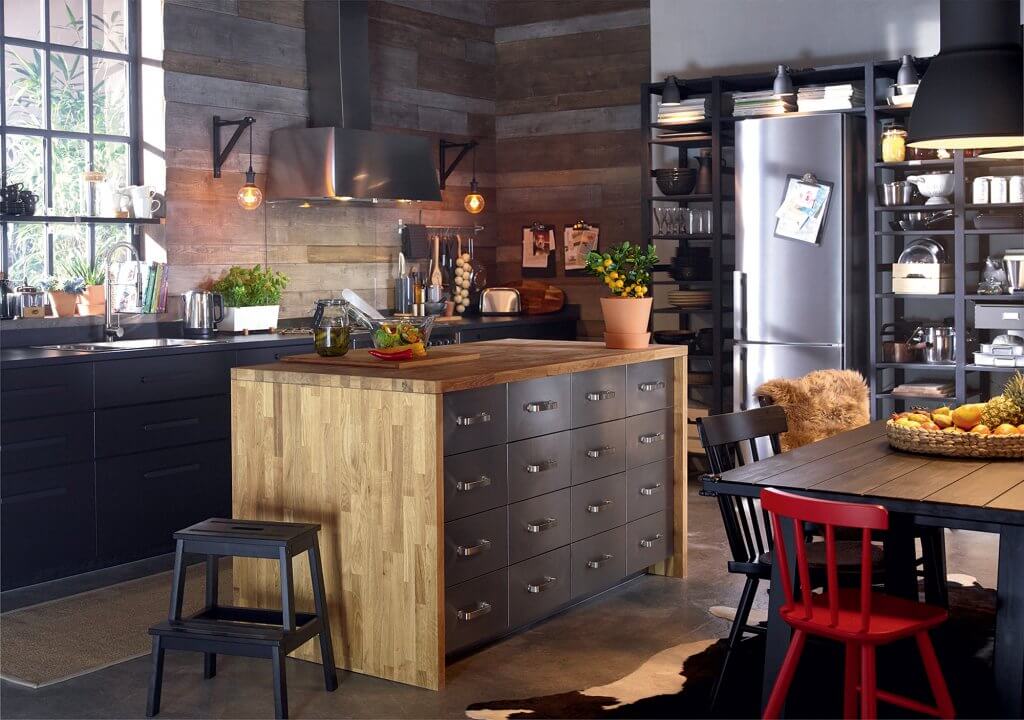 Industrial-style kitchen from Ikea