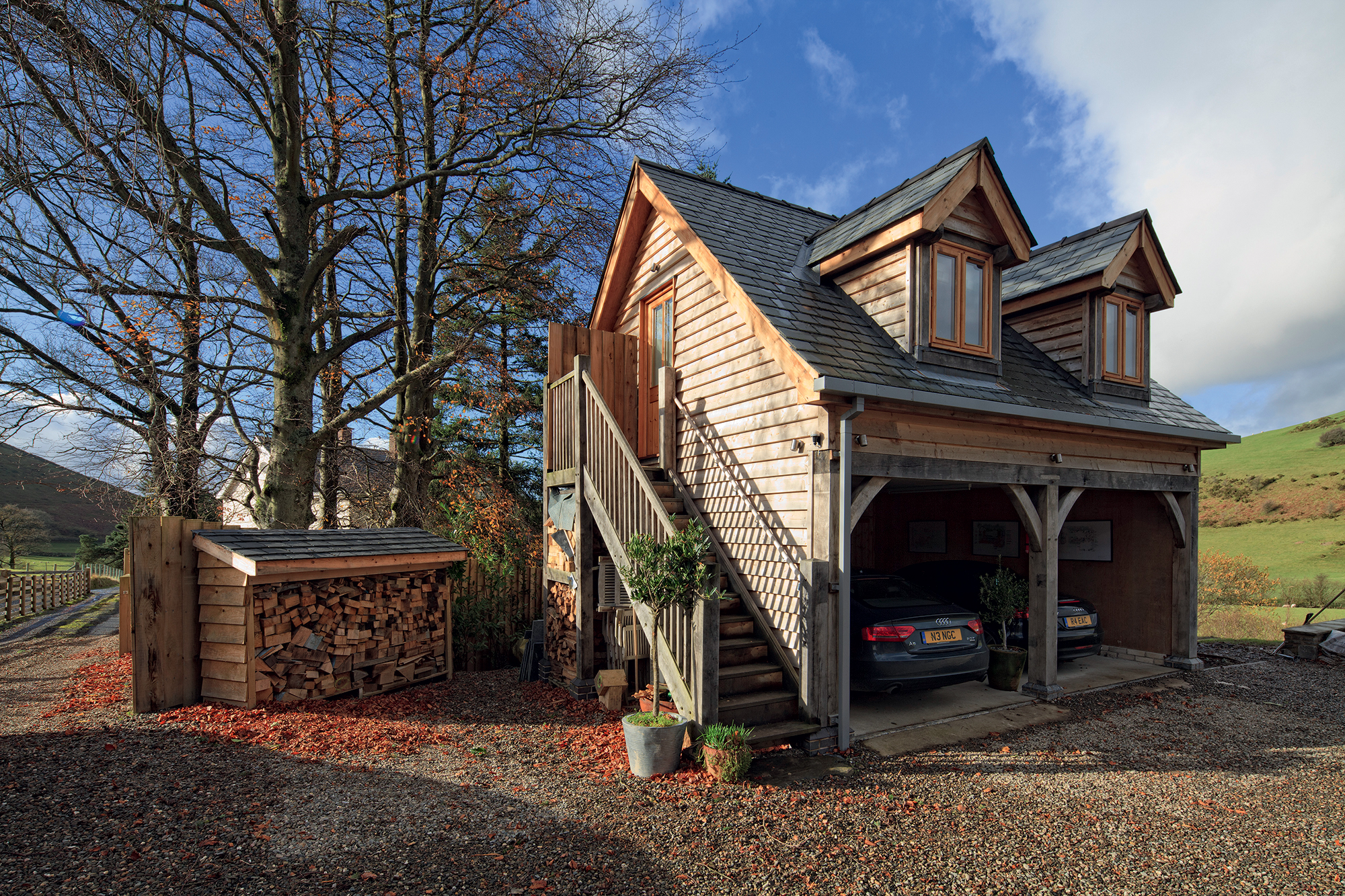 Garage car port by Welsh Oak Frame