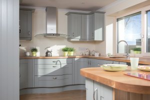 Bright, open-plan kitchen-lounge
