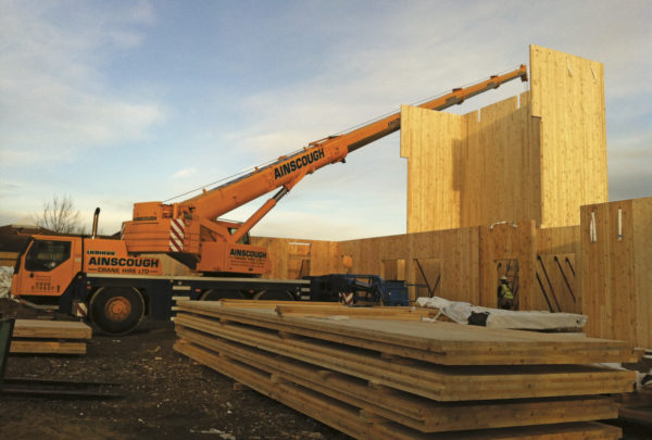 Cross laminated timber installation by B&K Structures