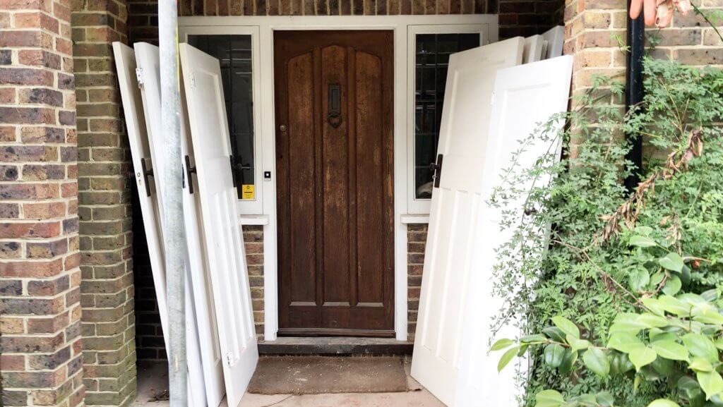 Original timber door during home renovation
