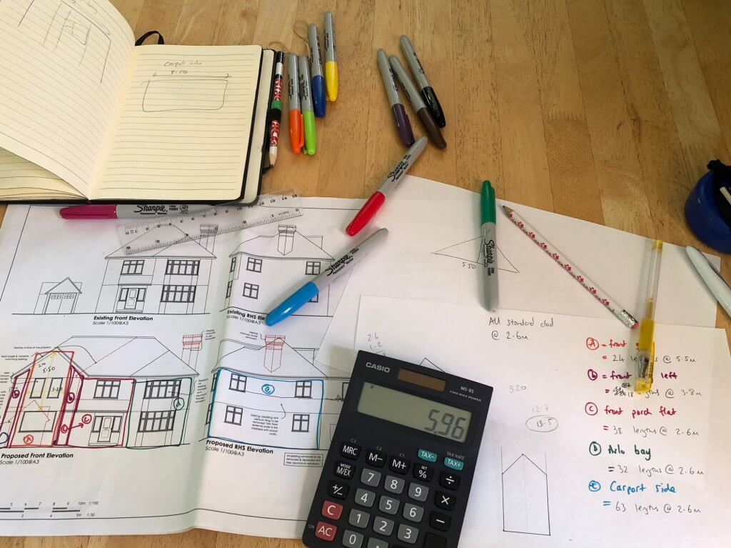 Calculating timber cladding measurements