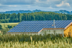 Off-grid home with solar panels