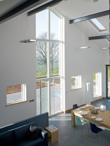 Exposed beams paired with Velfac glazing