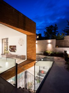 Exterior staircase leading to house basement