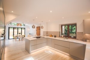 Contemporary kitchen in barn conversion