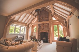 Living room with chimney