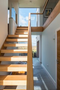 Open risers timber staircase