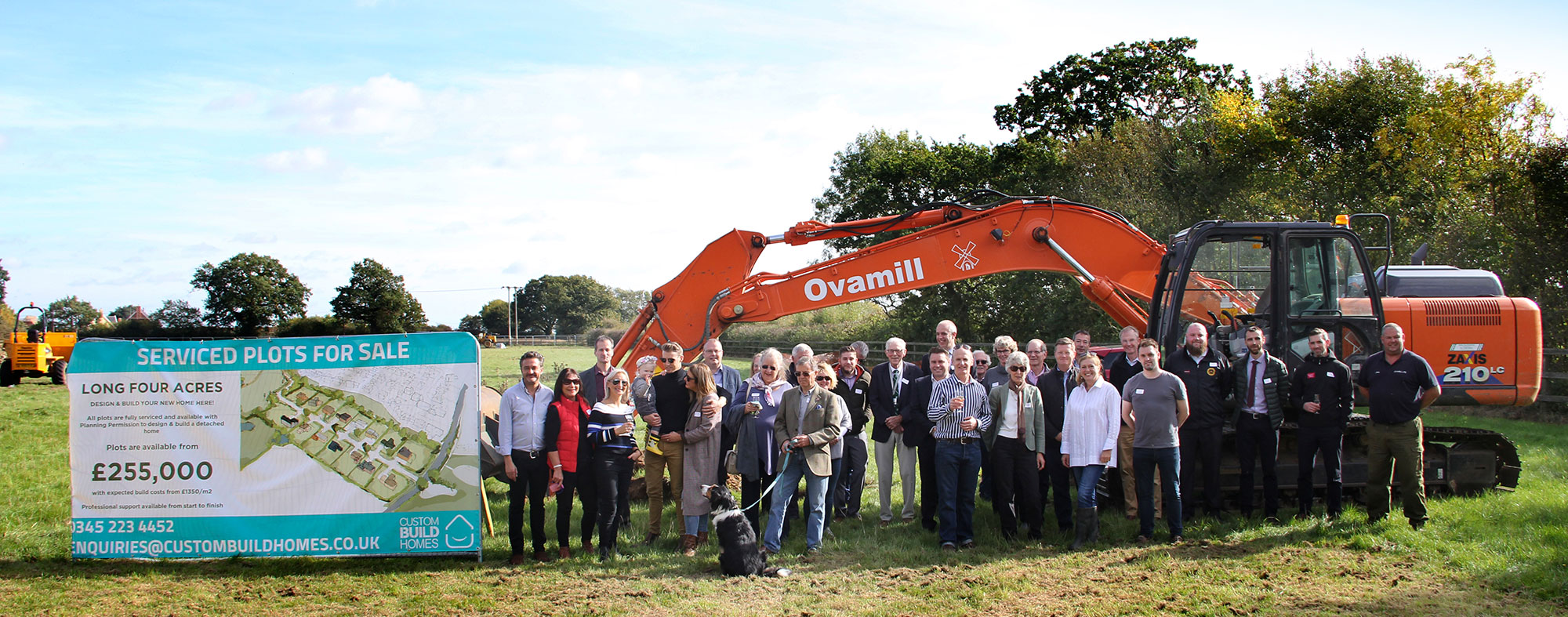 Self builders from custom build development in Norfolk celebrating as groundworks start