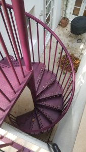 External spiral staircase made from galvanised steel by Stairs Direct