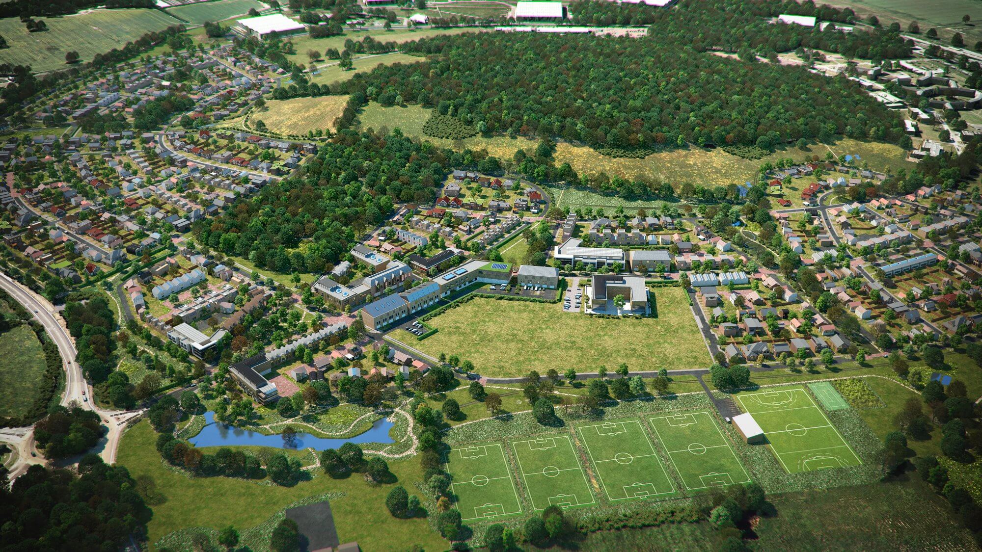 Graven Hill development 3d render as seen from above