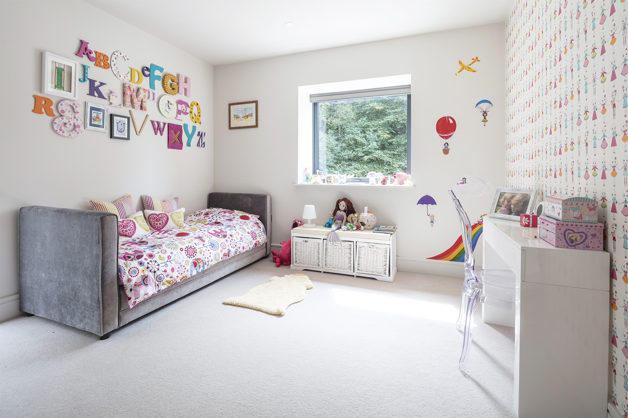 Girl's bedroom in fully integrated smart home