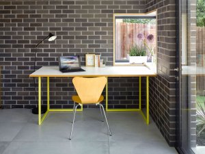 Desk next to corner window