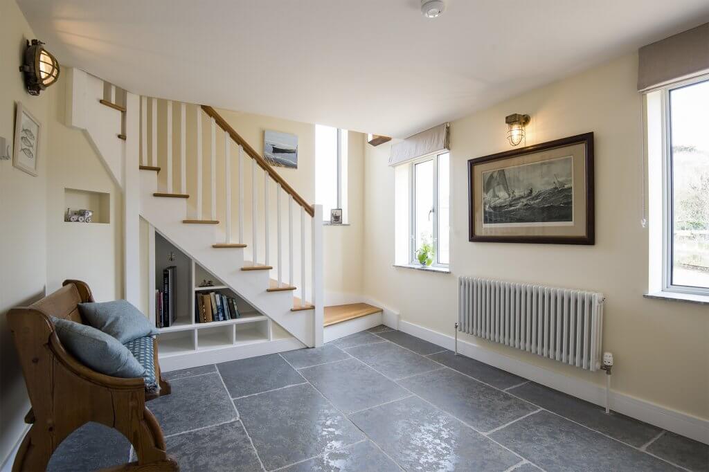 Timber staircase with storage in energy efficient home on the Isle of Wight