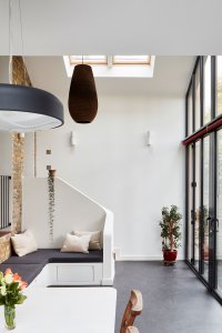 Dining area in timber clad gable extension